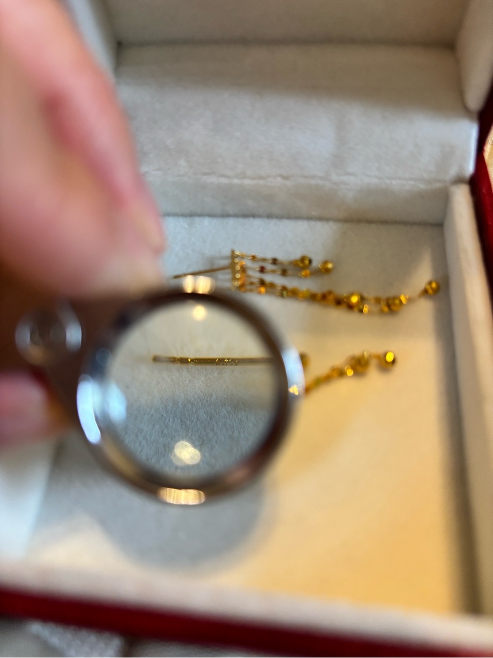 New 18K Gold Drop Chain Fringe Earrings - Picture 7 of 8